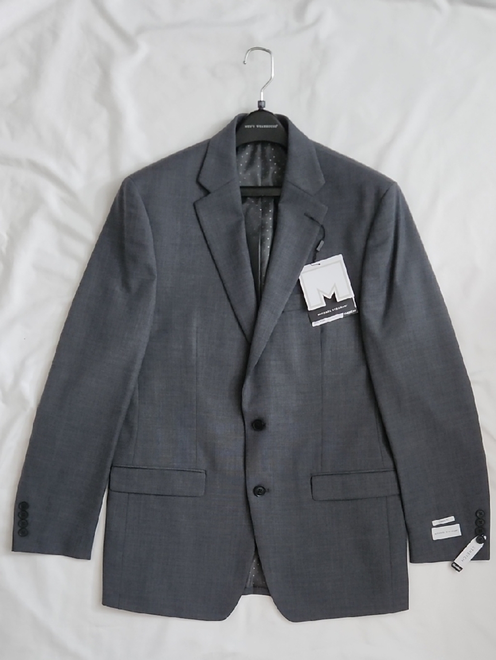 Michael Strahan Men's 40 Long Gray Two-Button Blazer - Classic Tailored Fit